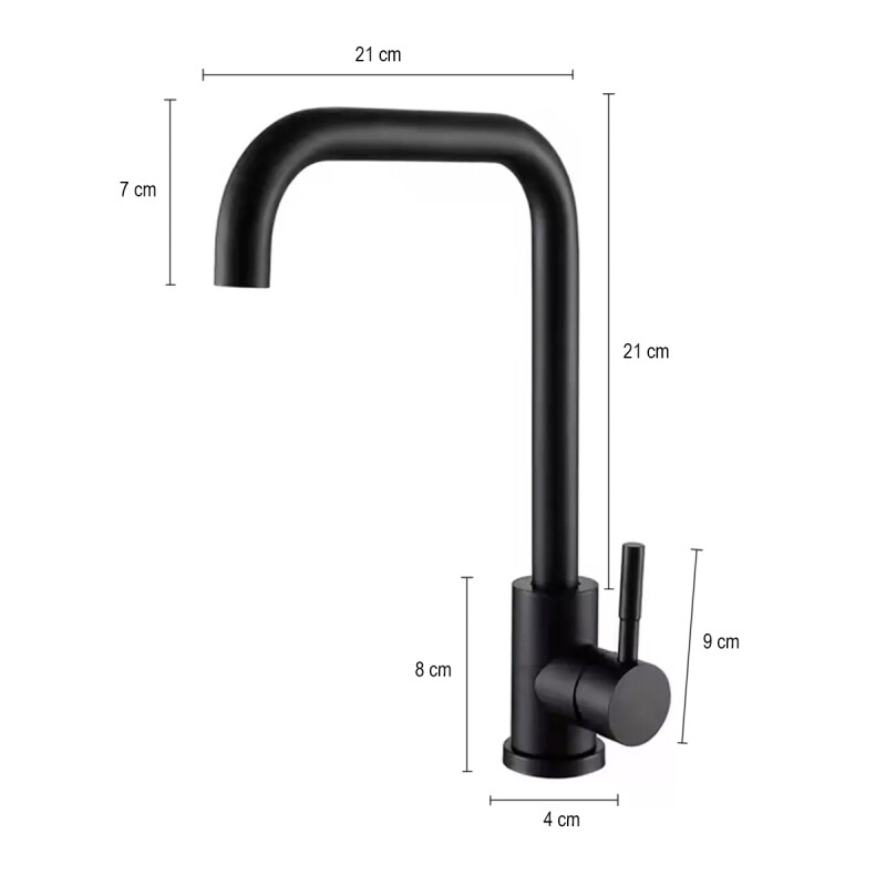 Monocomando para mesada de cocina diseño nórdico NEGRO MATE