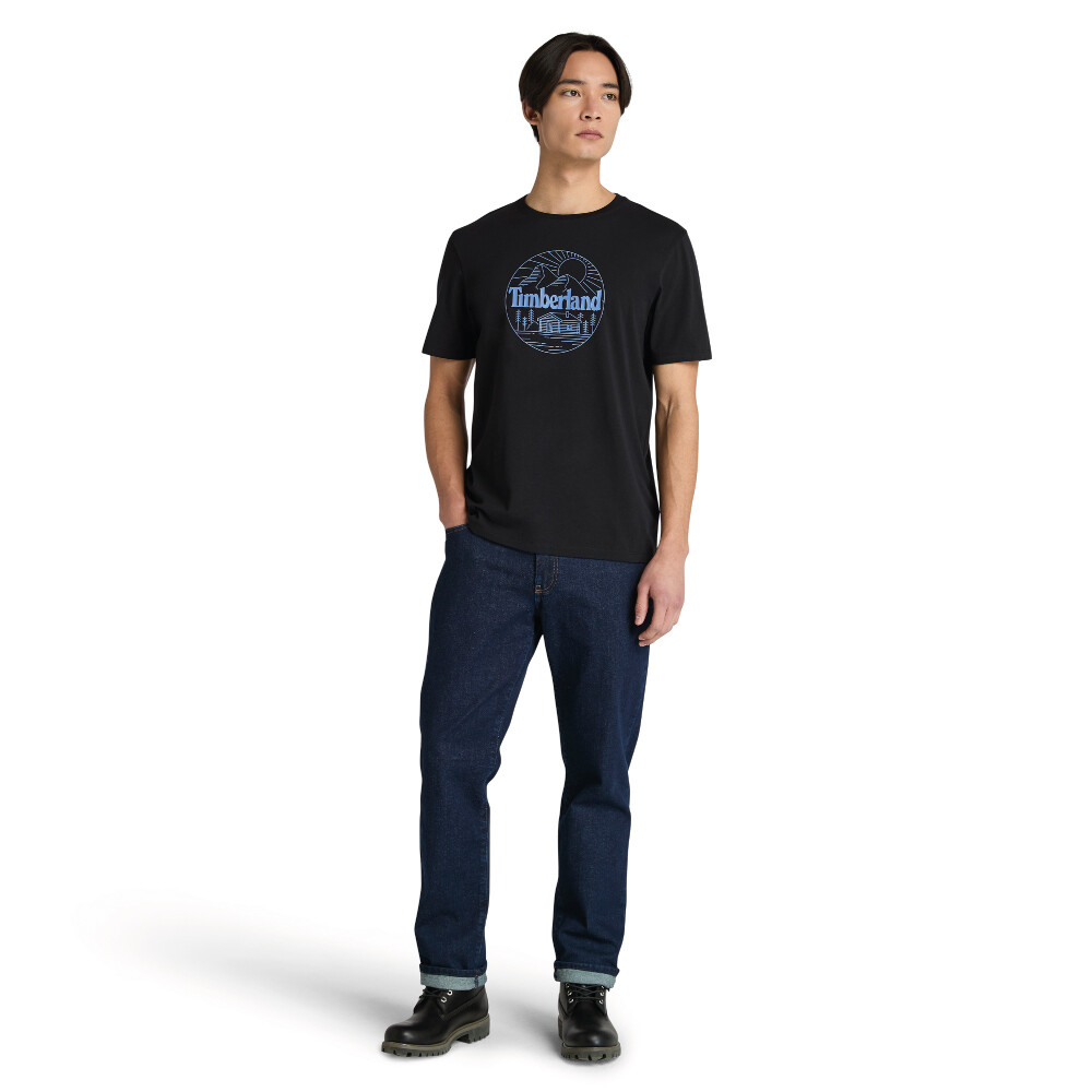 Polo Mountain Graphic Manga Corta Hombre Black