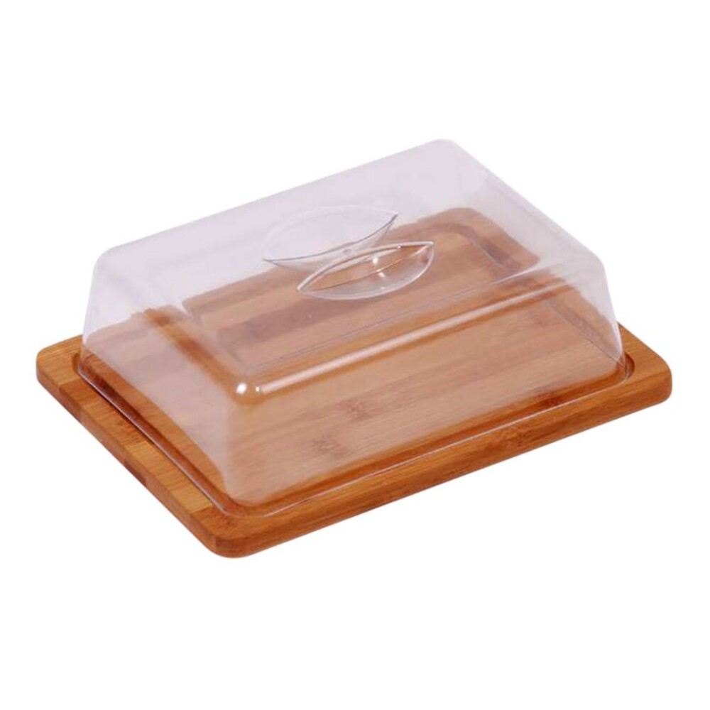 Quesera Madera Bamboo C/Acrílico 25Xx19x7.5Cm QUESERA MADERA BAMBOO C/ACRILICO 25X19X7.5CM NATU
