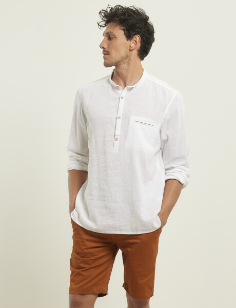 012105 CAMISA HARRINGTON LABEL DE LINO Blanco