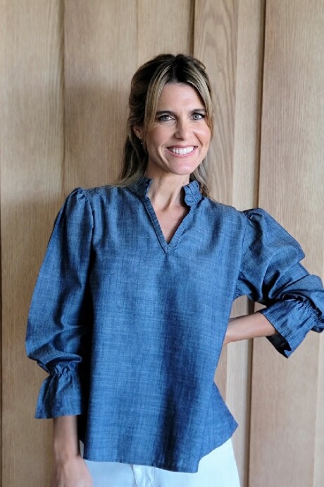 Blusa Copenhague Lino Azul melange