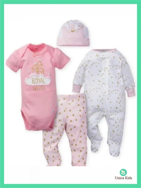 CONJUNTO GERBER 4 PIEZAS PRINCESAS ROSA
