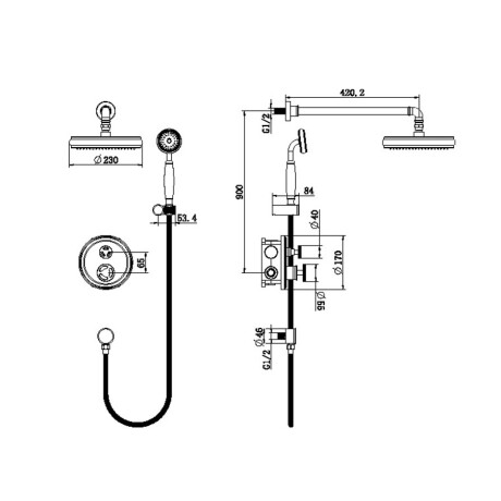 GRIFERIA DUCHA DE EMPOTRAR INDUSTRIAL NEGRO MATE AQUALIA 000