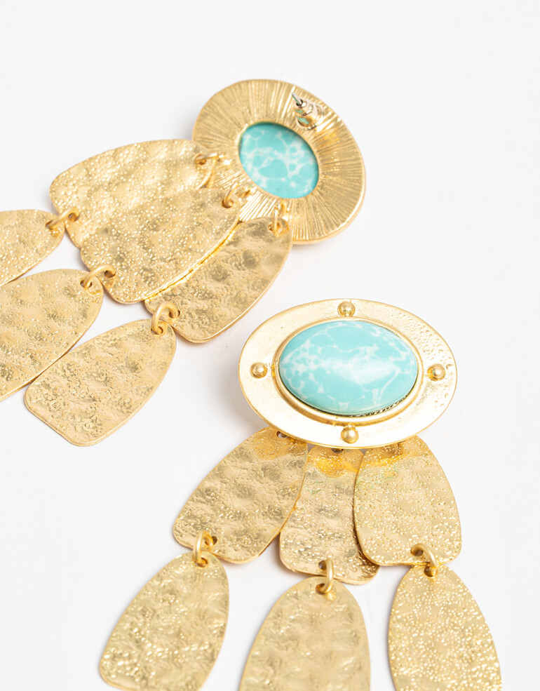 Aros Colgantes Largos Piedras Aros Colgantes Largos - Dorado Antique Gold