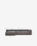 Sofá Blok 3 plazas chaise longue izquierdo pana gris 330 cm Sofá Blok 3 plazas chaise longue izquierdo pana gris 330 cm