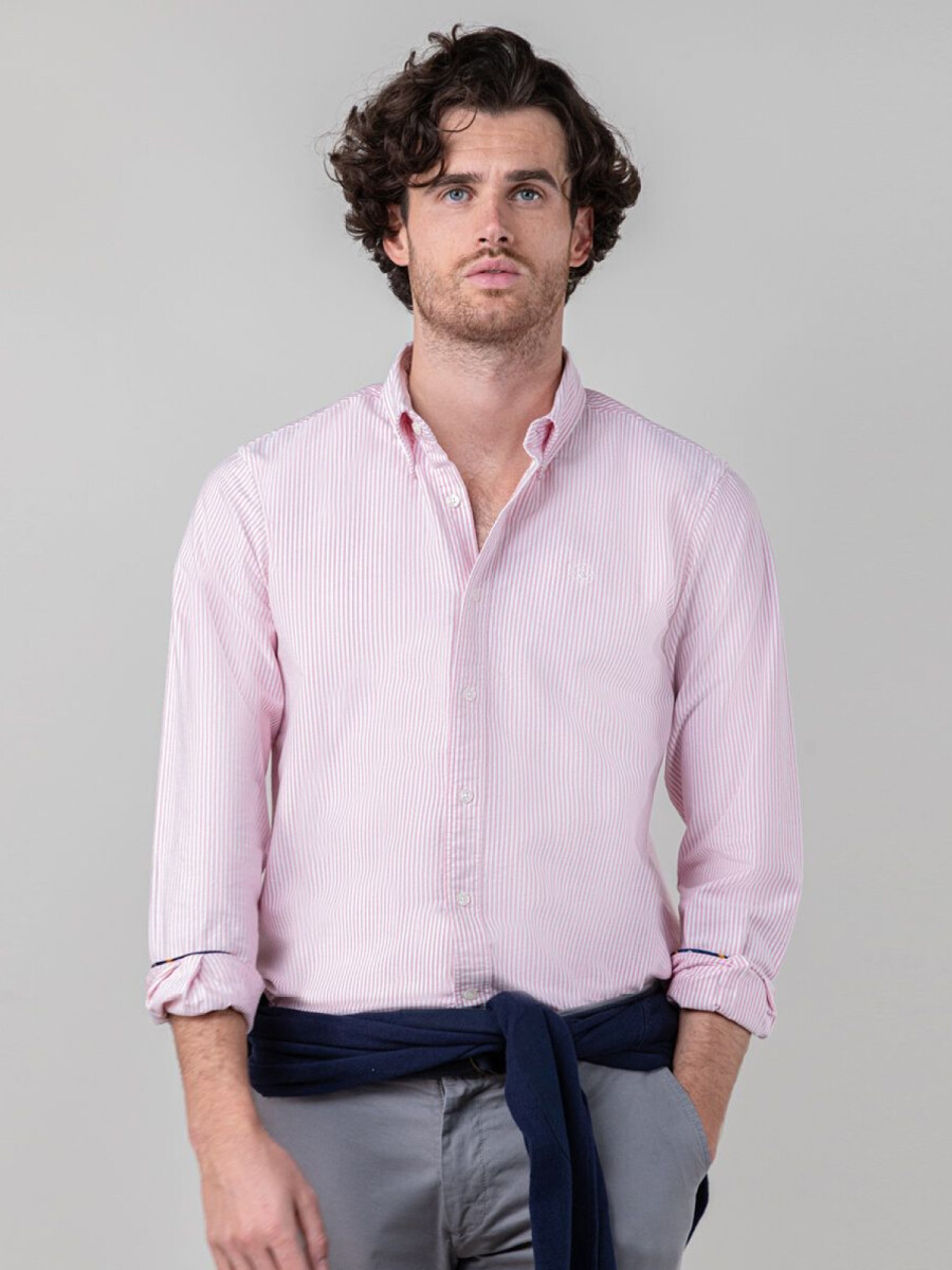 Camisa Oxford El Ganso - Raya Yale Rojo 