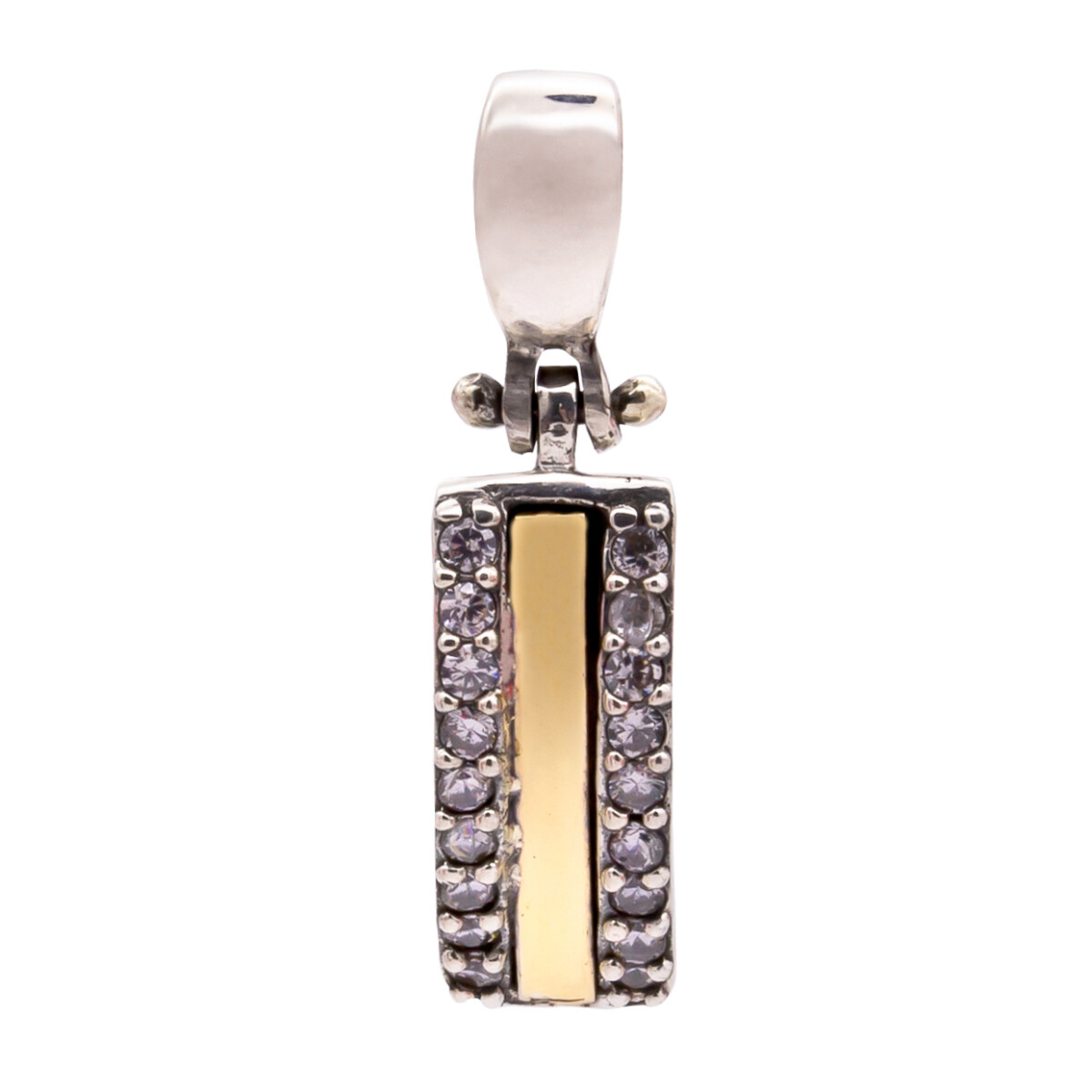 Colgante de plata 925, double en oro 18 ktes y circonias. 