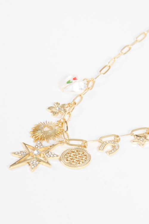 Collar cadena dijes galaxia dorado