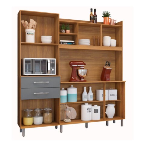 Kit de Cocina Fiorello Malibu 6 Puertas 2 Cajones Freijó Grafite Kit de Cocina Fiorello Malibu 6 Puertas 2 Cajones Freijó Grafite
