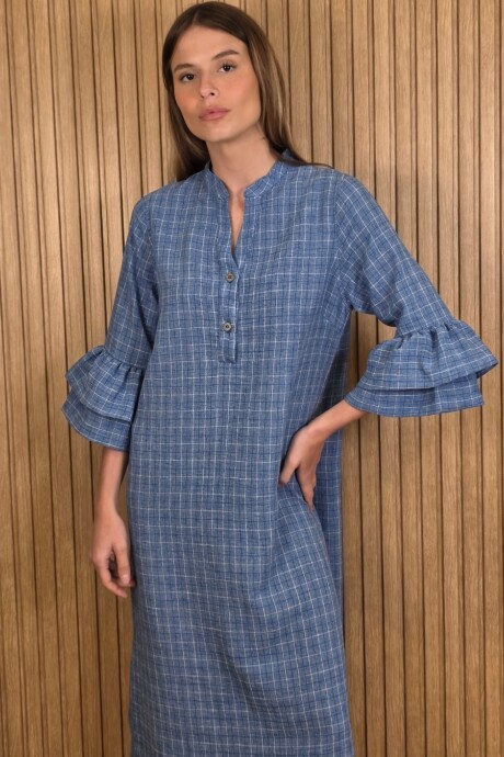 Vestido Flamenco Cuadros Azul