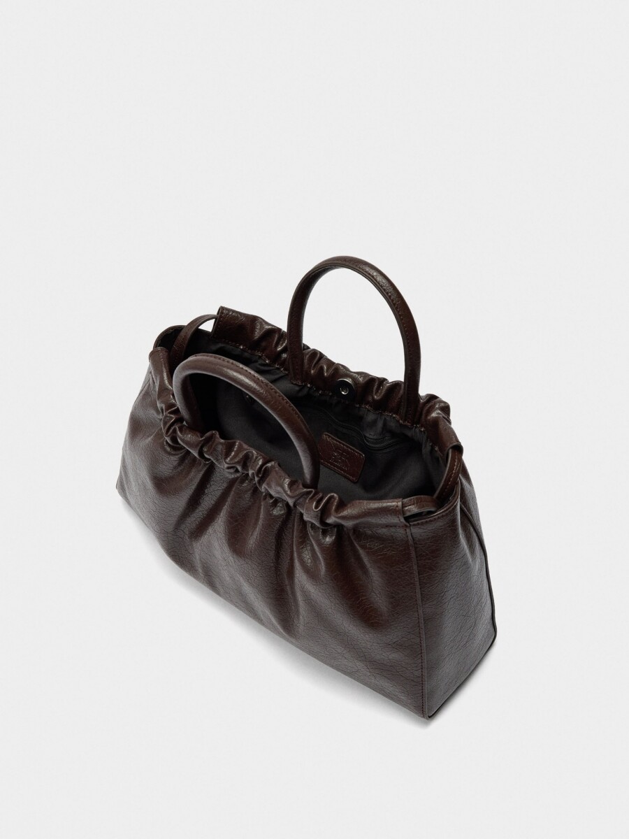 Bolso Shopper Con Fruncido marron