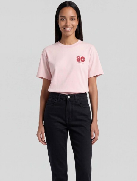 CAMISETA MANGA CORTA CON ESTAMPA - BLANCO ROSADO