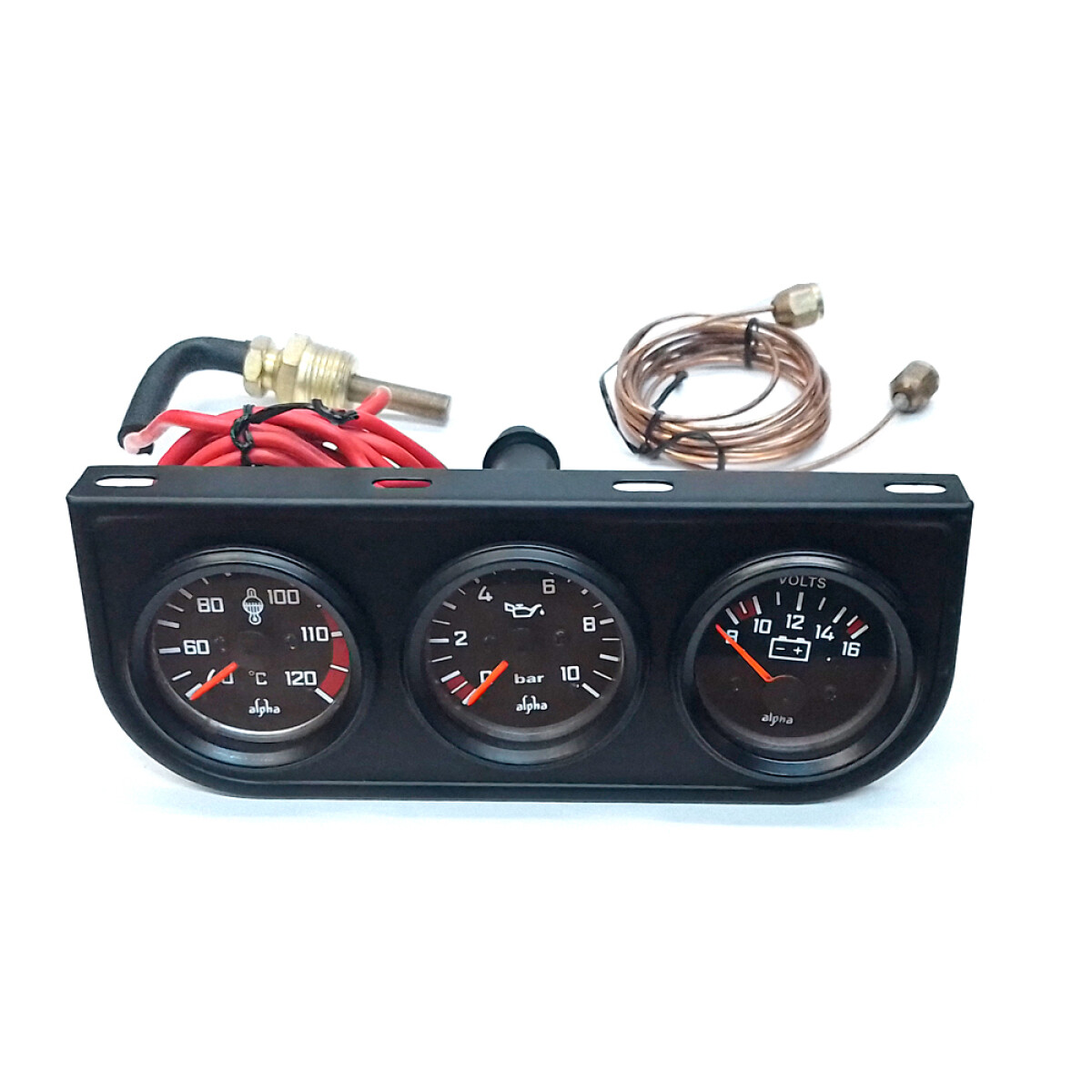 INSTRUMENTO RELOJ MEDIDOR - TRIO TEMP. PRESION CON VOLTIMETRO MECANICO ALPHA 