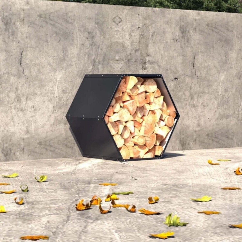 ORGANIZADOR DE LEÑA ACERO GRIS HEXA