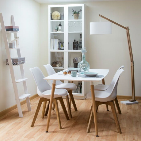 SILLA DE COMEDOR EAMES ACOLCHONADA Silla Eames Blanca con Asiento Acolchado