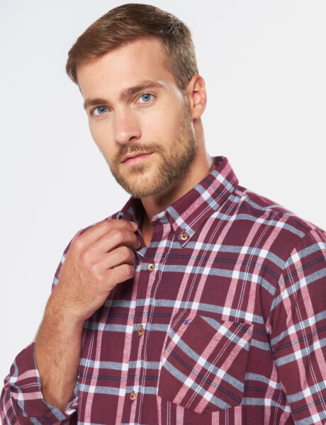 CAMISA LEÑADORA CUADROS Bordo