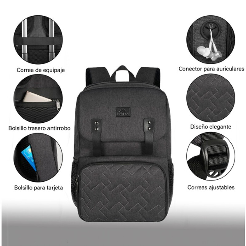 Mochila Lonchera Impermeable Porta Laptop Matein 1161 Negro