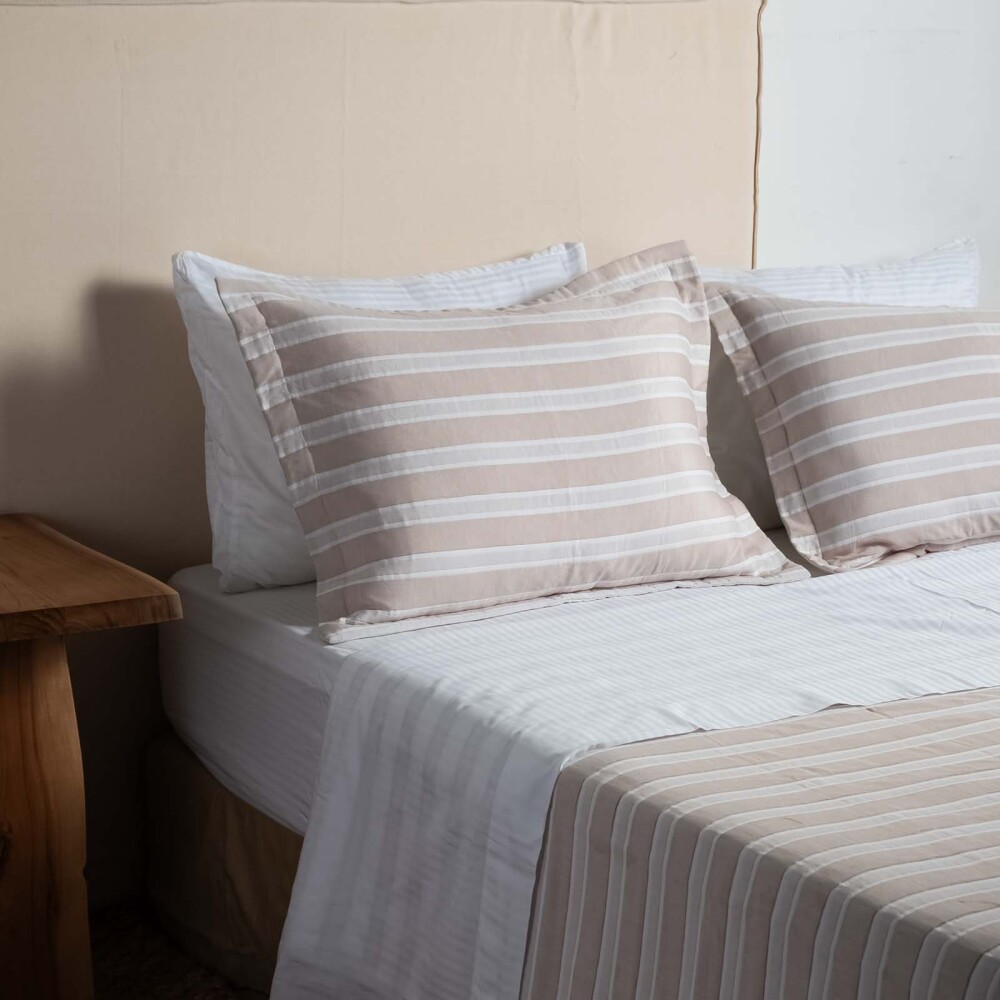 SET CUBRECAMA 1 PLAZA ALGODON-Y-POLIESTER NATURAL-BEIGE MATRESS ARENA