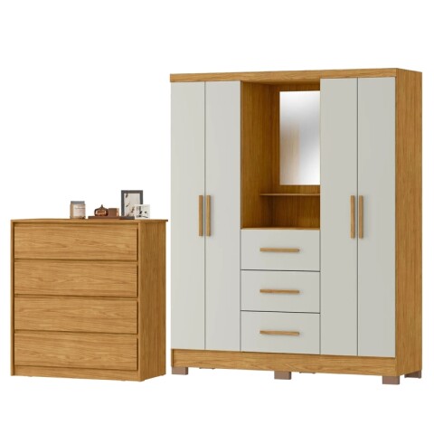 Juego de Dormitorio Ropero Capella con Espejo 4 Puertas Comoda Carla - Marrocos Juego de Dormitorio Ropero Capella con Espejo 4 Puertas Comoda Carla - Marrocos