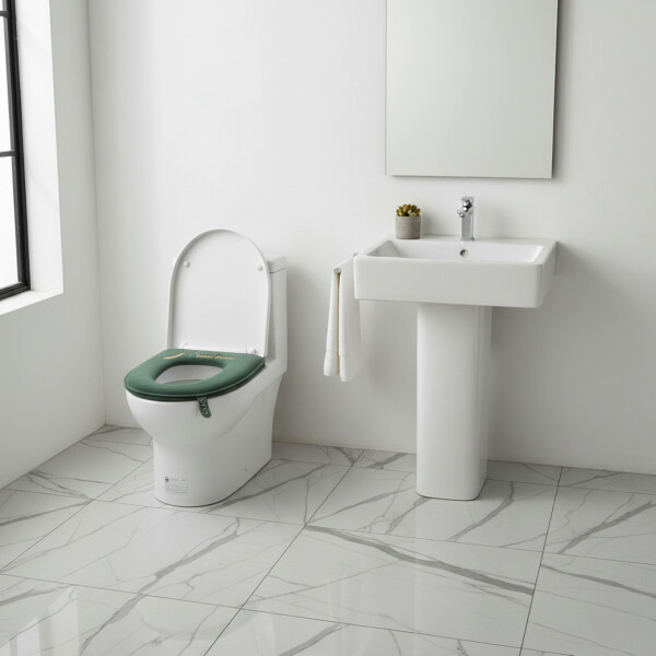 Funda con Cierre Tela Acolchonada para Tapa de Water Inodoro Color Verde