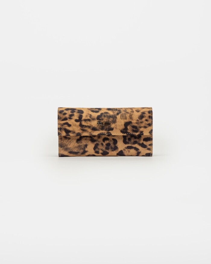 Billetera Chicago En Cuero Animal Print Negro