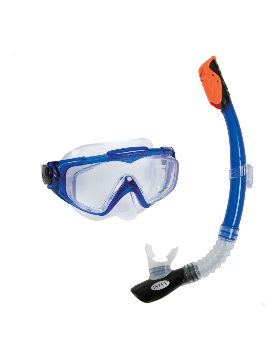 INTEX KIT DE SNORKEL FILTRO DE SEGURIDAD + MÁSCARA DE BUCEO DE CRISTAL TEMPLADO 
