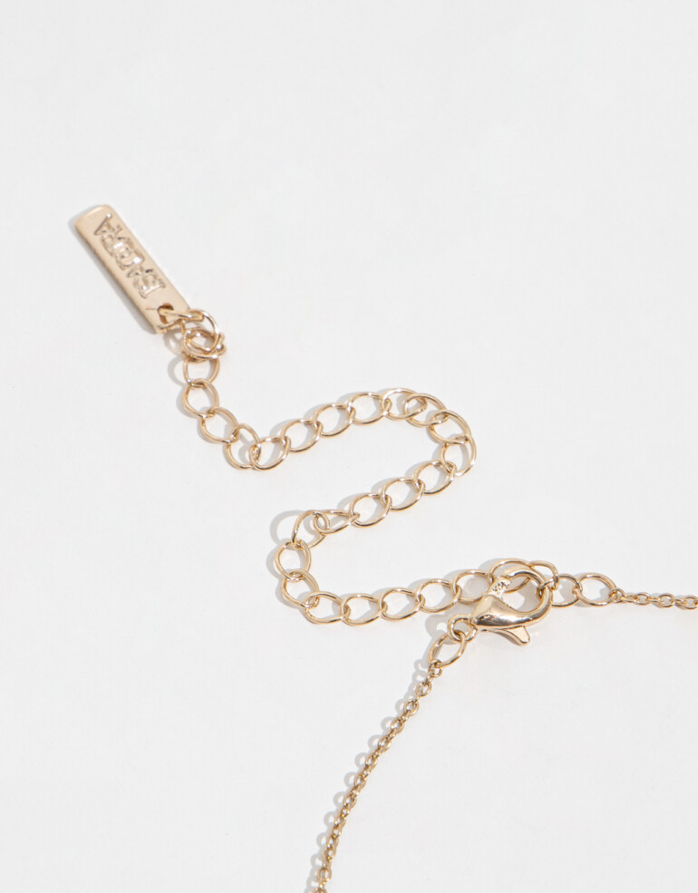 Cadena Corta con Dije Strass Collar Con Dije De Cubic Zirconia - Dorado