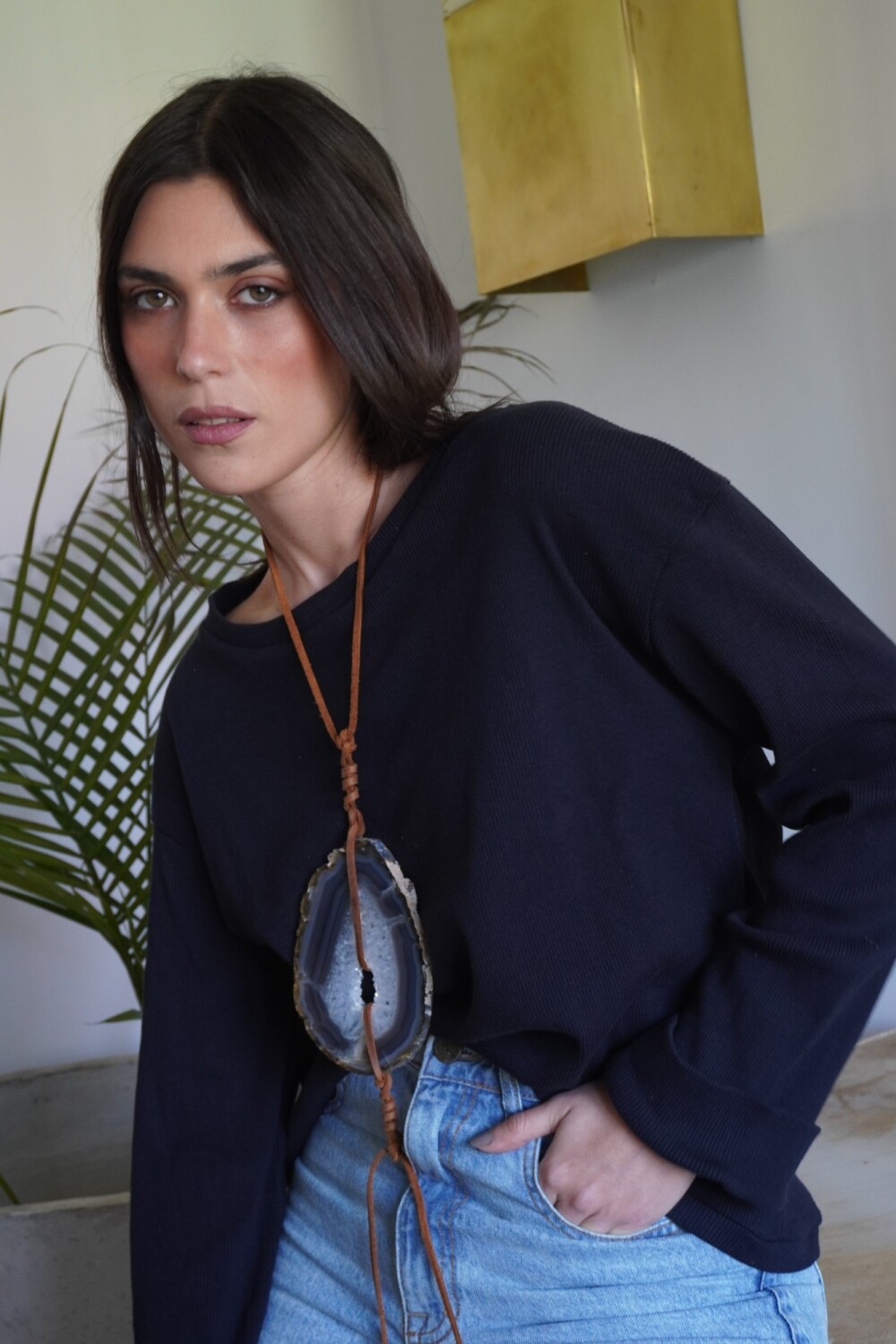 Simple Ágata Necklaces Gris
