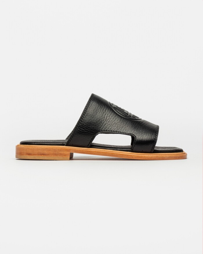 Flat Audrey En Cuero Graneado Negro