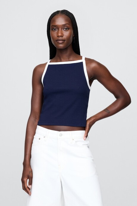 Musculosa Algodón Rib Mujer Navy W White Trim