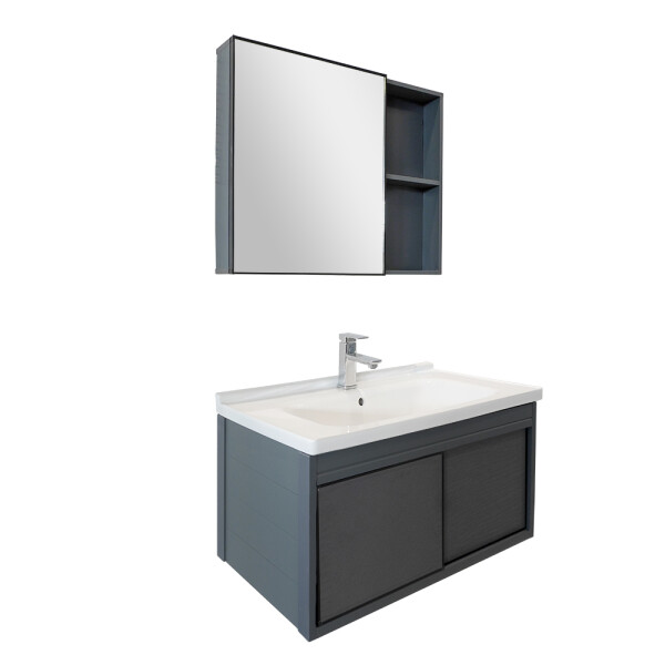 CONJUNTO DE BAÑO HABITARE MODELO NBA39-80B / MUEBLE + BACHA + BOTIQUÍN CON ESPEJO Conjunto De Baño Habitare Modelo Nba39-80b / Mueble + Bacha + Botiquín Con Espejo