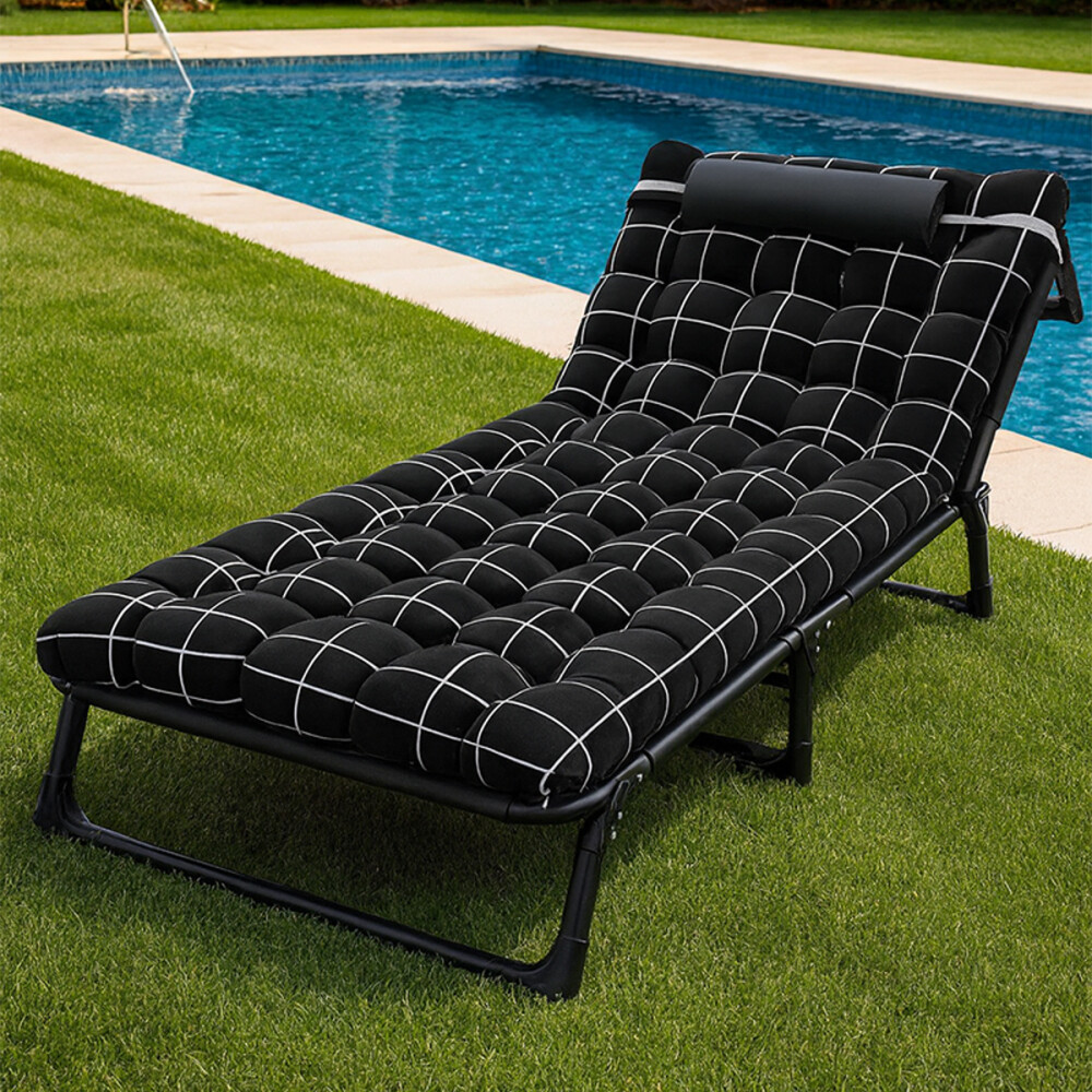 Catre plegable acolchonado Cuadrillé