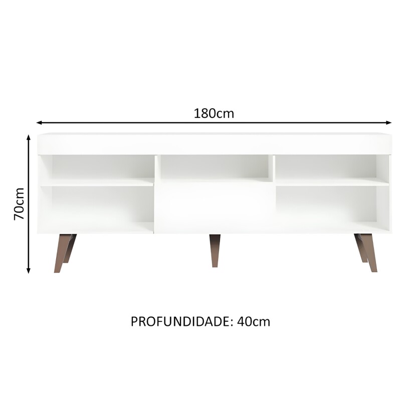 Rack para TV Lumax hasta 75" Lille 180 cm 1 Puerta Blanco 5 estantes Rack para TV Lumax hasta 75" Lille 180 cm 1 Puerta Blanco 5 estantes