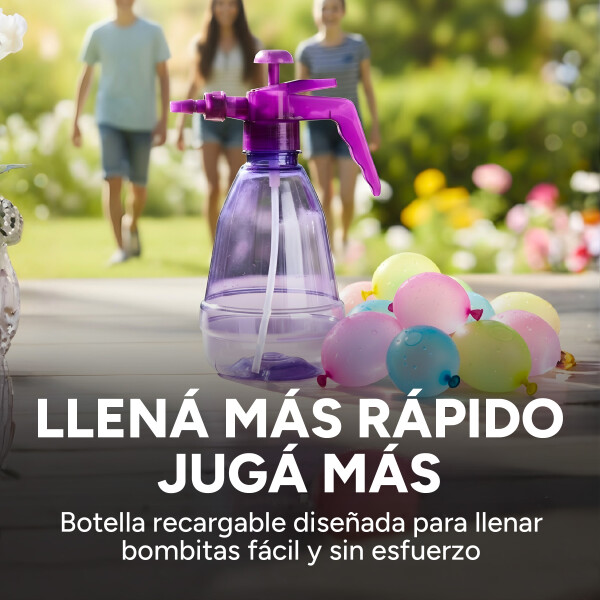 Bombitas De Agua 300 Unidades + Botella De Recarga Color Violeta