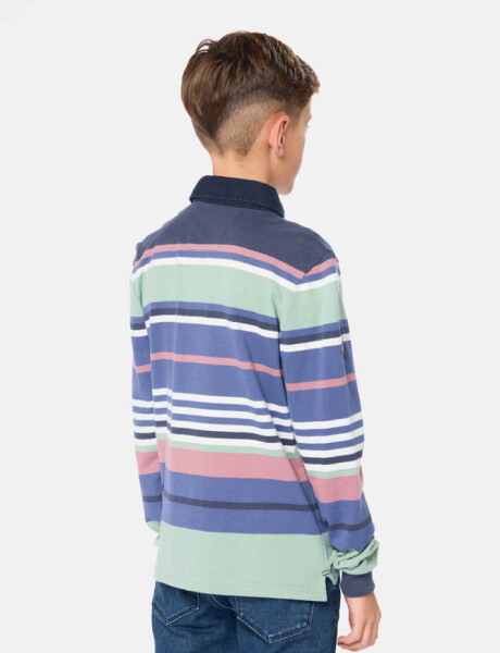 REMERA POLO RAYADA Azul