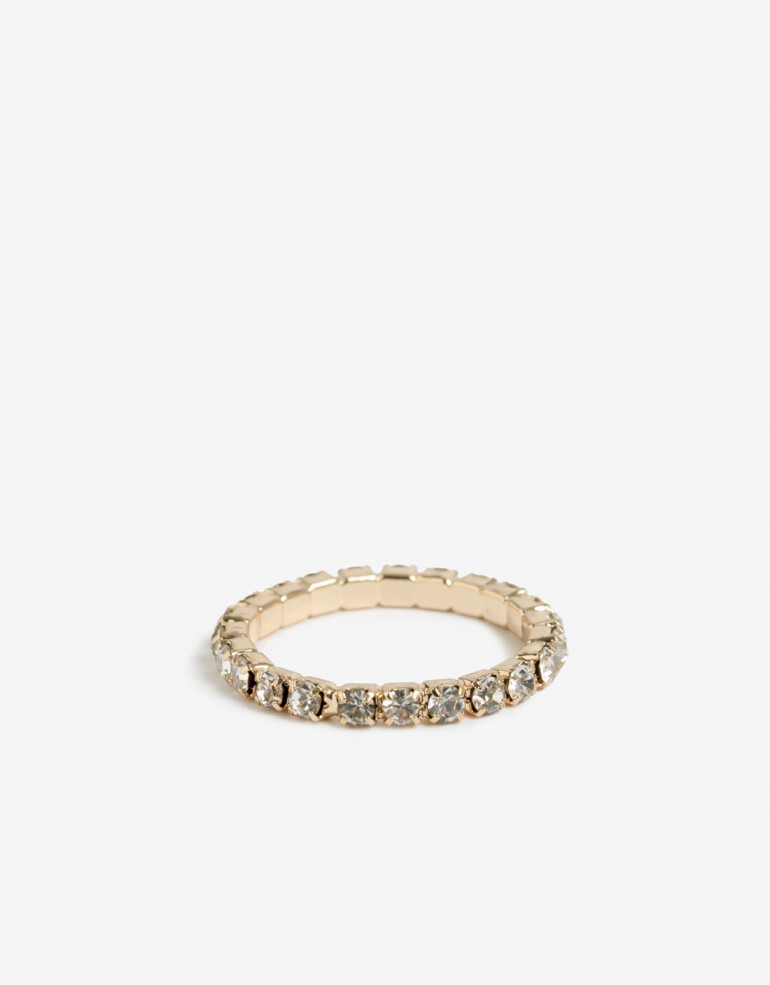 Anillos Medianos y Grandes Strass Anillo Con Strass - Dorado