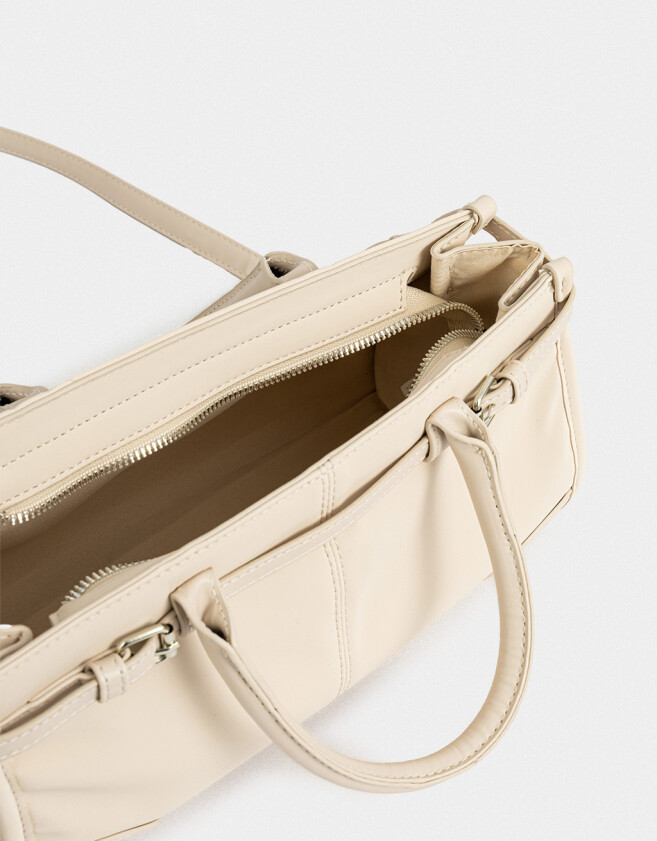 Bowling Cartera Bowling Con Hebillas - Blanco Crudo