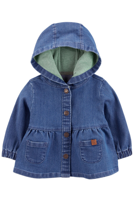 Campera jean con capucha forrada Sin color