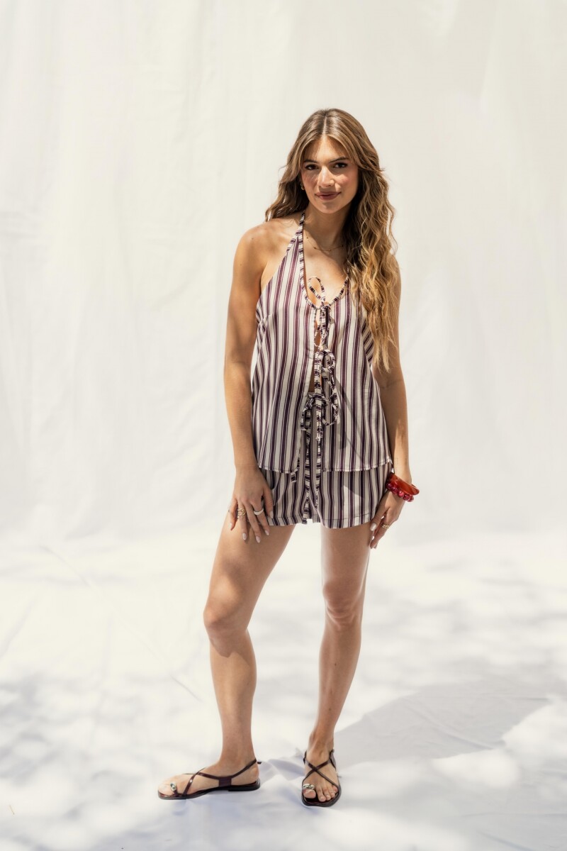 SHORT GRECIA PLUM STRIPES SHORT GRECIA PLUM STRIPES