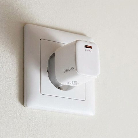 Cargador Pared 20w Chip GaN Usb C Carga Rápida Cc260 Usams Color Blanco