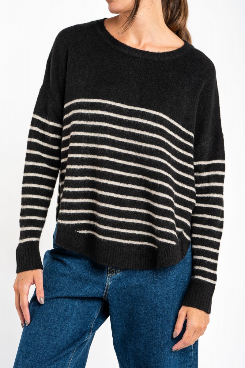 Sweater Rayado - Negro 