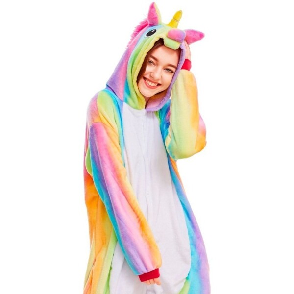 Pijama Unicornio Infantil Y Adulto Enterito Plush Talle Amarillo M