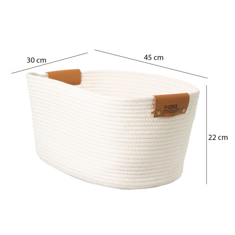 Cesto Canasto de Algodón con Asa Paramount Deco 45x30x22Cm Blanco