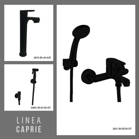 JUEGO DE GRIFERIA LAVATORIO ALTO DUCHA EXTERIOR Y DUCHA HIGIENICA 000