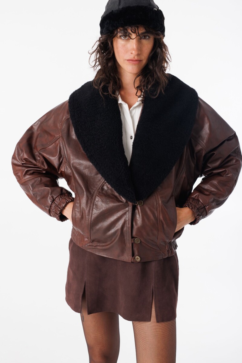 Campera Leather Relampago Bordeaux
