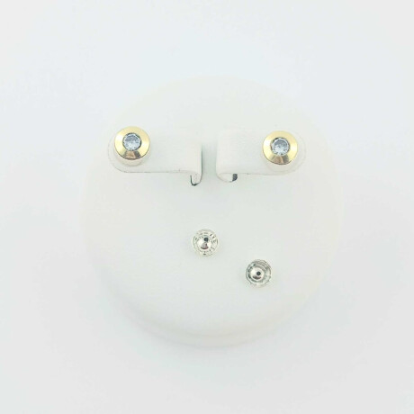 Caravanas de plata 925 con double de oro 18k Circonia