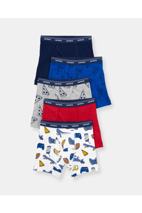 Pack cinco calzoncillos boxer de algodón, estampados Sin color