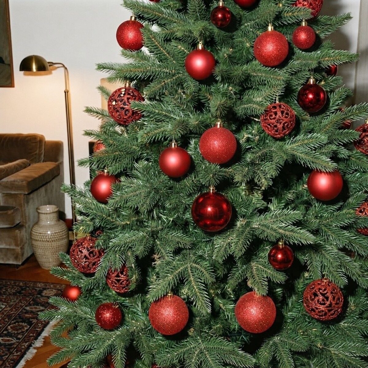 Set x100 chirimbolos 3, 4 y 6 cm para árbol de navidad - Rojo 