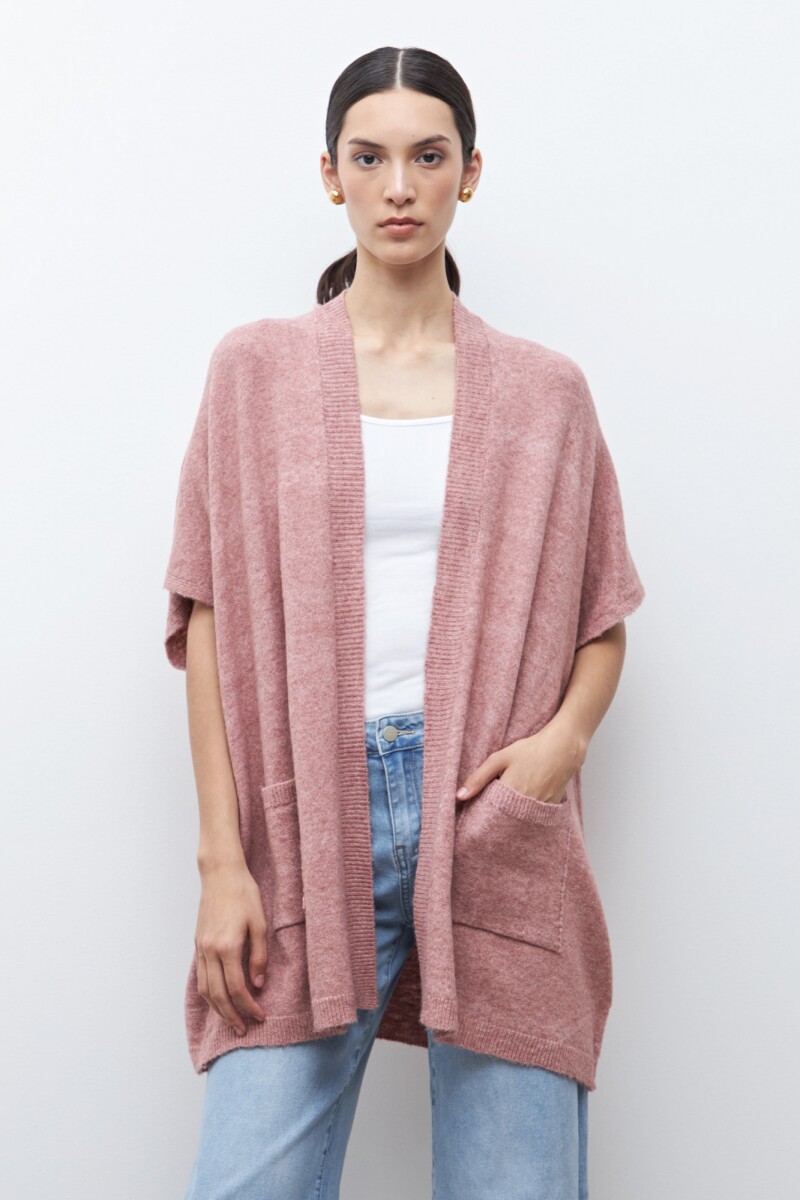 Ruana clásica rosa melange