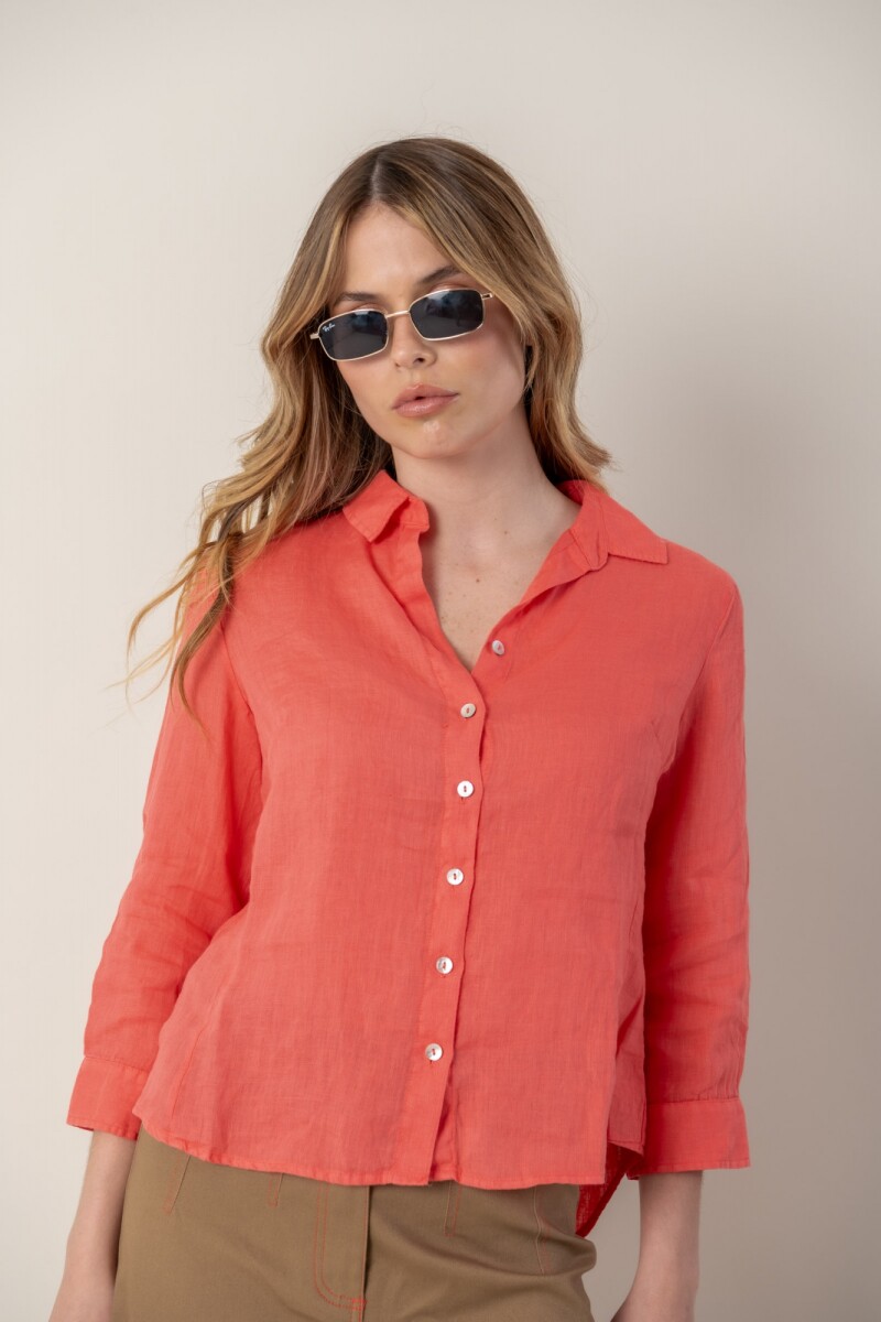 Camisa de dama lino - Salmon 